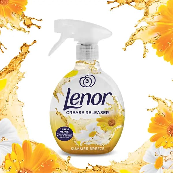 اسپری ضد چروک و خوشبو کننده لباس لنور LENOR، رنگ زرد رایحه نسیم تابستان، حجم 500ML — تصویر ۲