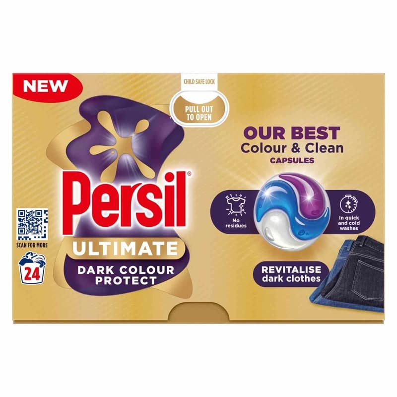 قرص ماشین لباسشویی پرسیل Persil مدل ULTIMATE مناسب لباس های مشکلی و تیره، بسته 24 عددی — تصویر ۲