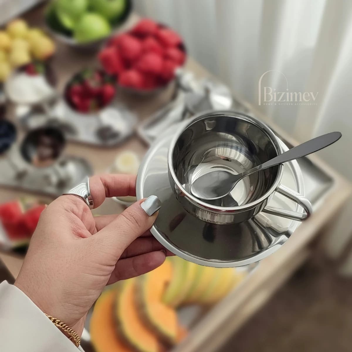 فنجان و نعلبکی استیل انگلیش هوم — تصویر ۴