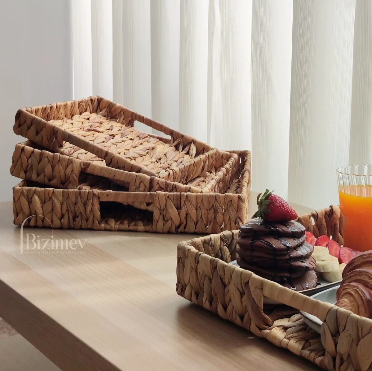 سینی سه سایز حصیری