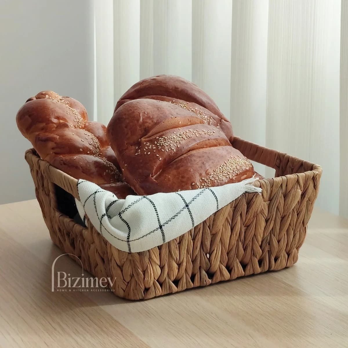 سبد حصیری دسته دار مربع — تصویر ۵