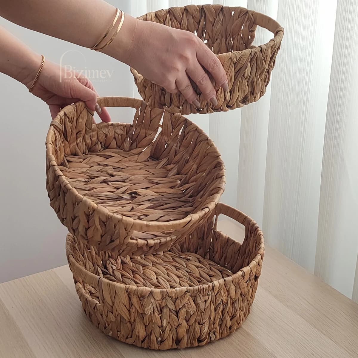 سبد حصیری دسته دار گرد — تصویر ۴