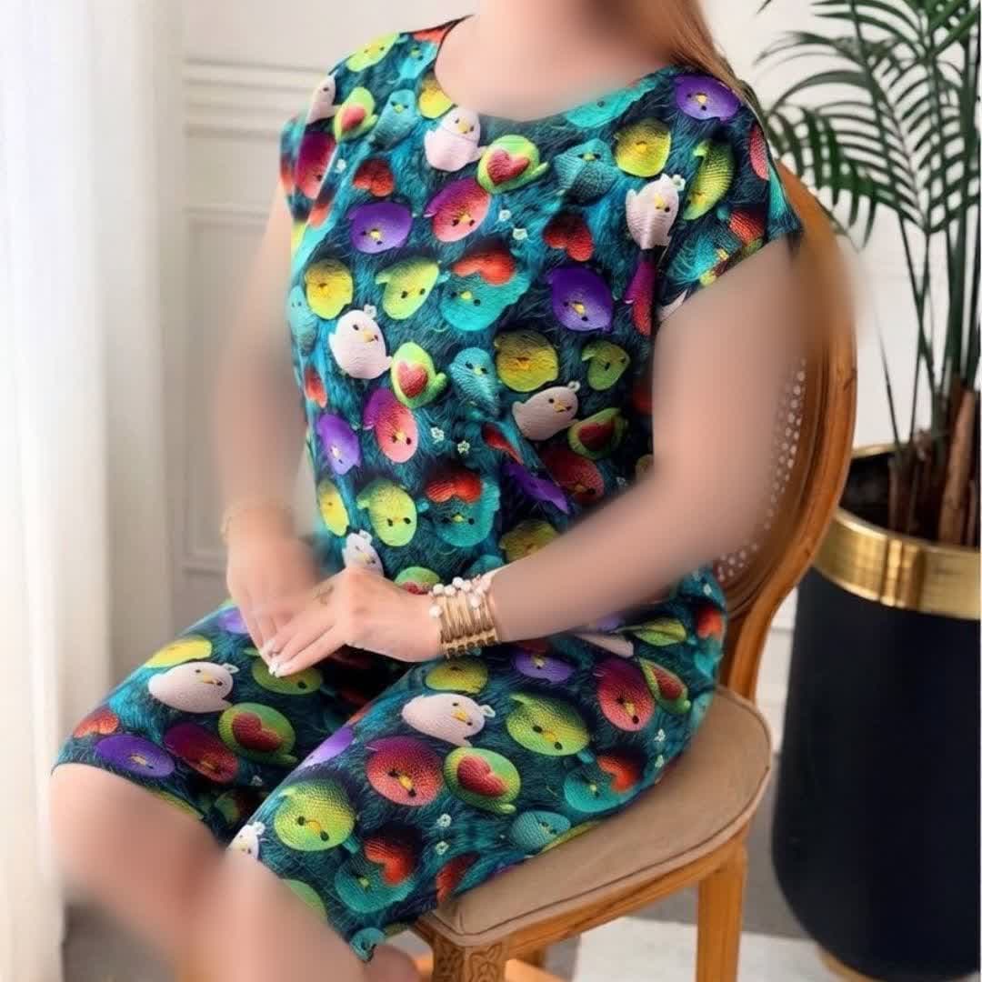 ست نیم استین و شلوارک نازنین (پک 3 عددی) — تصویر ۳