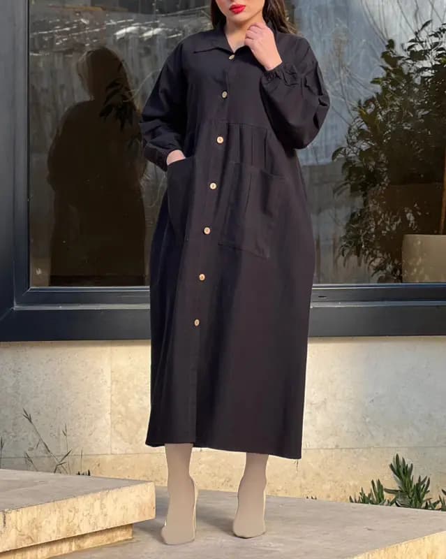 پیراهن مانتویی لینن 6972 — تصویر ۷