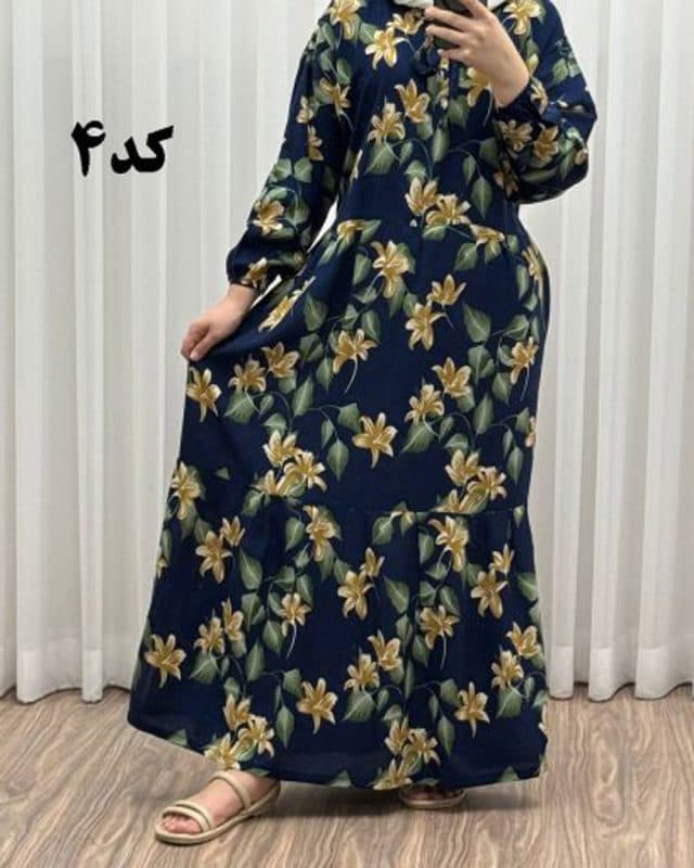 پیراهن نخی گلدار پامچال J7452 — تصویر ۵