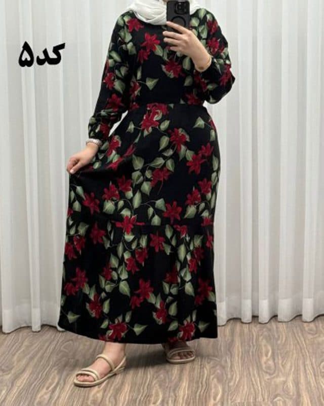 پیراهن نخی گلدار پامچال J7452 — تصویر ۶