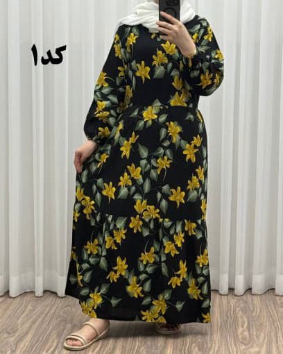 پیراهن نخی گلدار پامچال J7452 — تصویر ۲