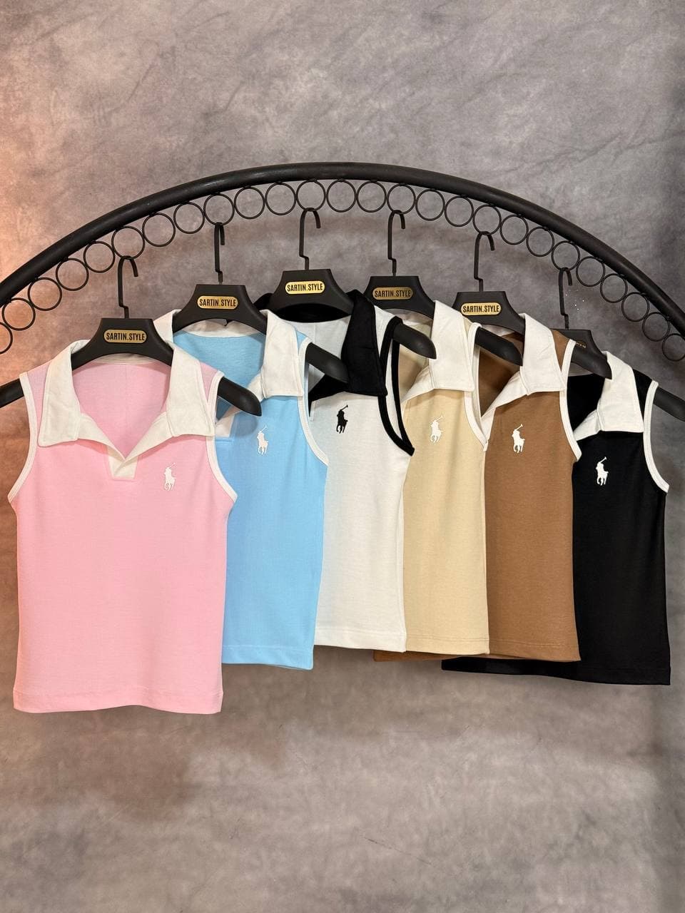 تاپ polo استیکری یقه سفیدمشکی(عمده)