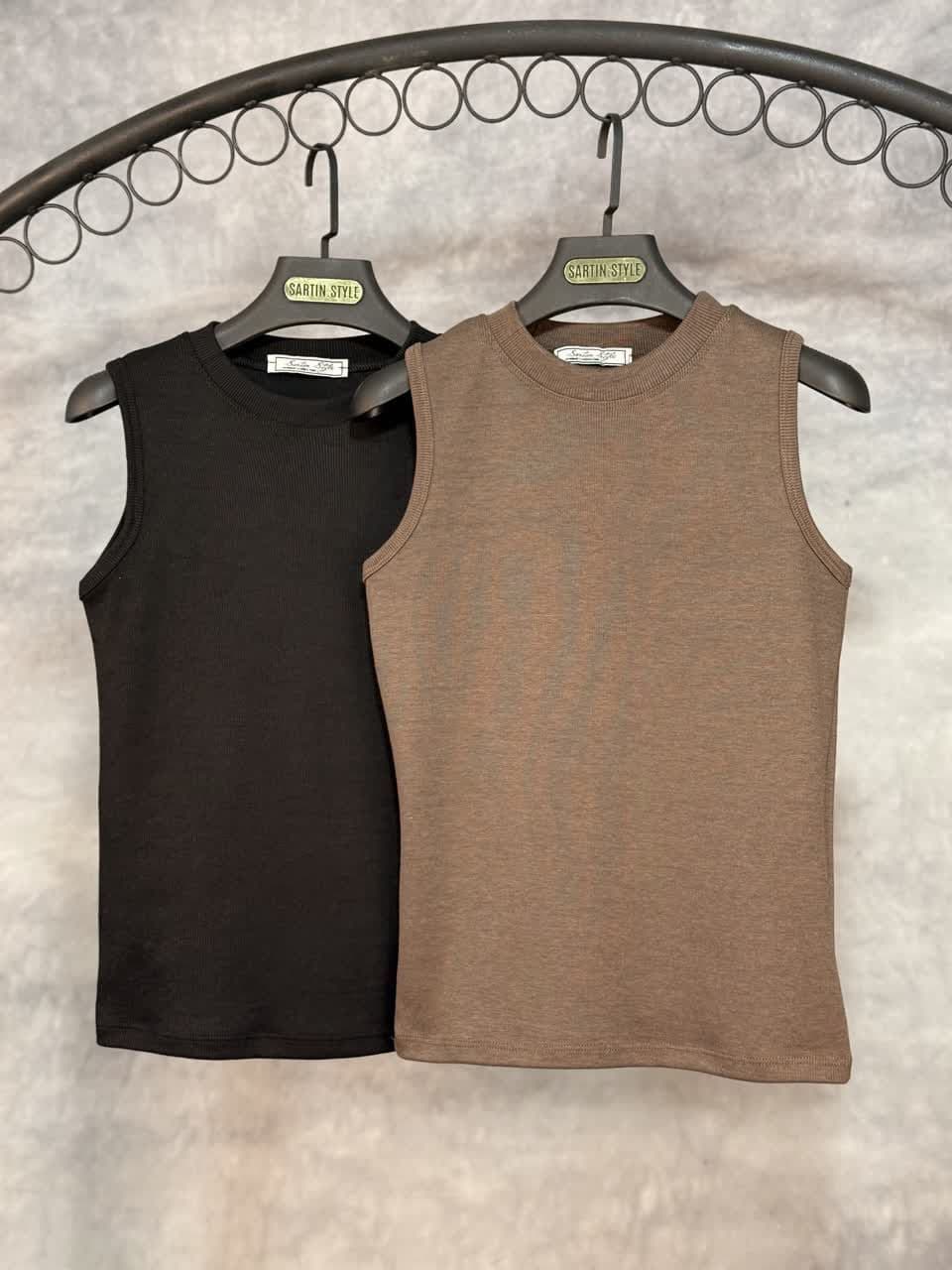 تاپ ساده یقه گرد دو رنگ (عمده)