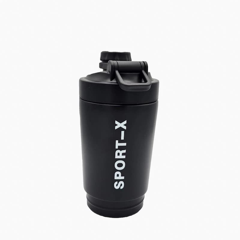شیکر فلزی ۲ تکه بدنسازی مدل SPORT-X ظرفیت ۱ لیتری | شیکر ورزشی درب پیچی همراه با توپ شیکر (میکسر) — تصویر ۷