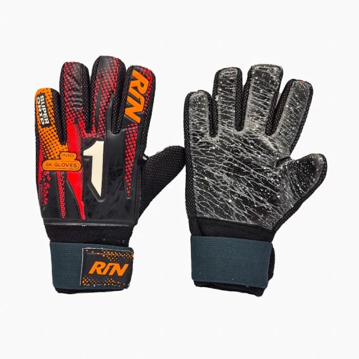دستکش دروازهبانی پسرانه RIN (Rin Pro Super Grip) | کف چرم ضد لغزش دانهدار با پارچه تنفسی و مچبند چسبی — تصویر ۸