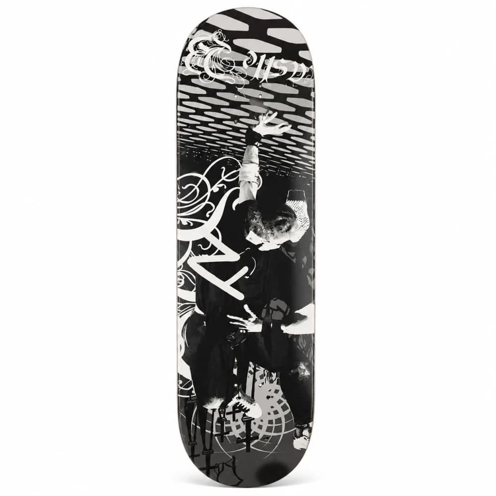 اسکیت بورد چوبی مدل Dynamic Skater Art سیاه و سفید | اسکیت بورد حرفه‌ای طرح هنری اسکیت‌سوار — تصویر ۲