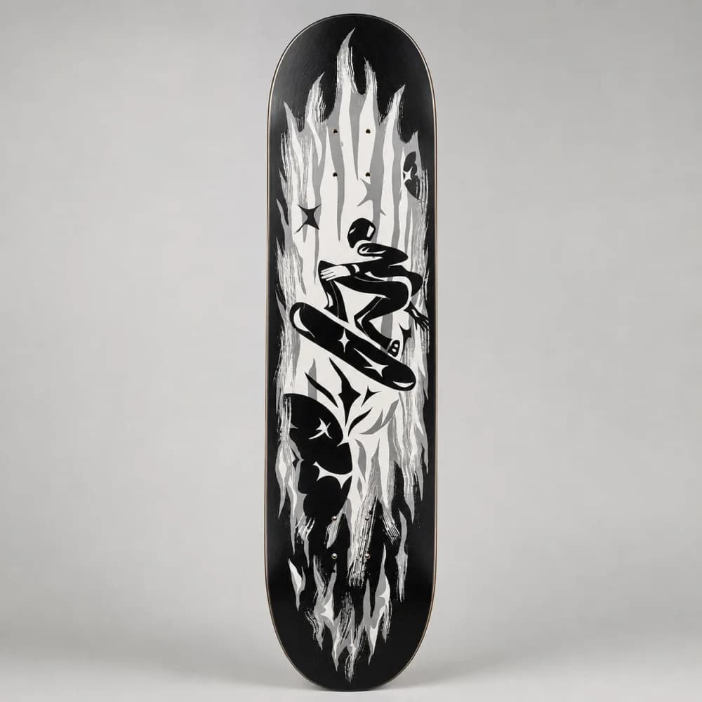 اسکیت بورد چوبی مدل Dynamic Skater Art مشکی سفید | اسکیت بورد حرفه‌ای طرح داینامیک با تخته افرا — تصویر ۲