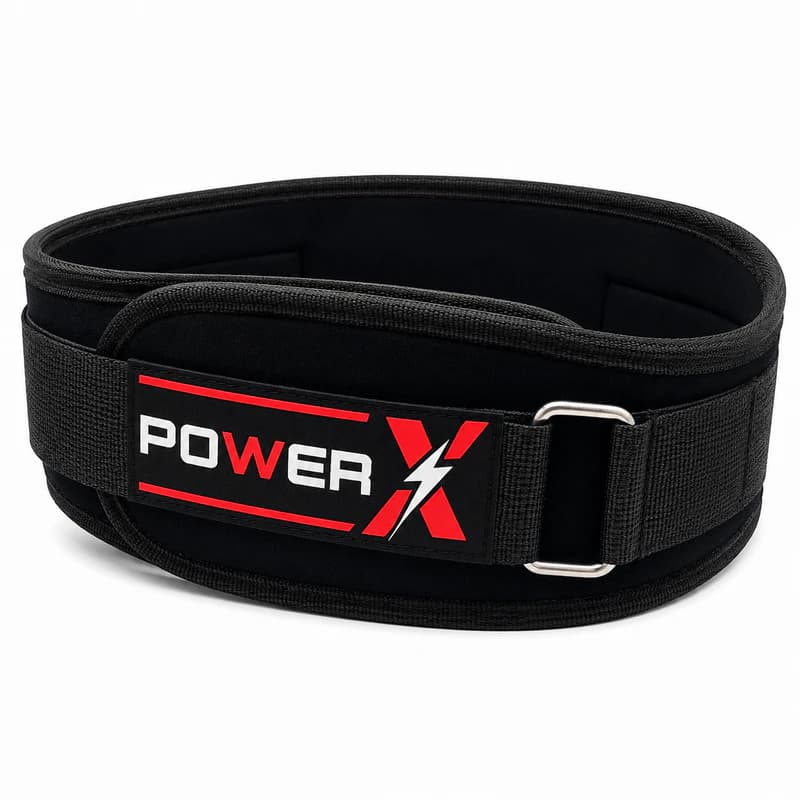 کمربند بدنسازی POWER X | کمربند تمرینات قدرتی و کراس‌فیت فوم و ابری با سگک فلزی و بست چسبی — تصویر ۳