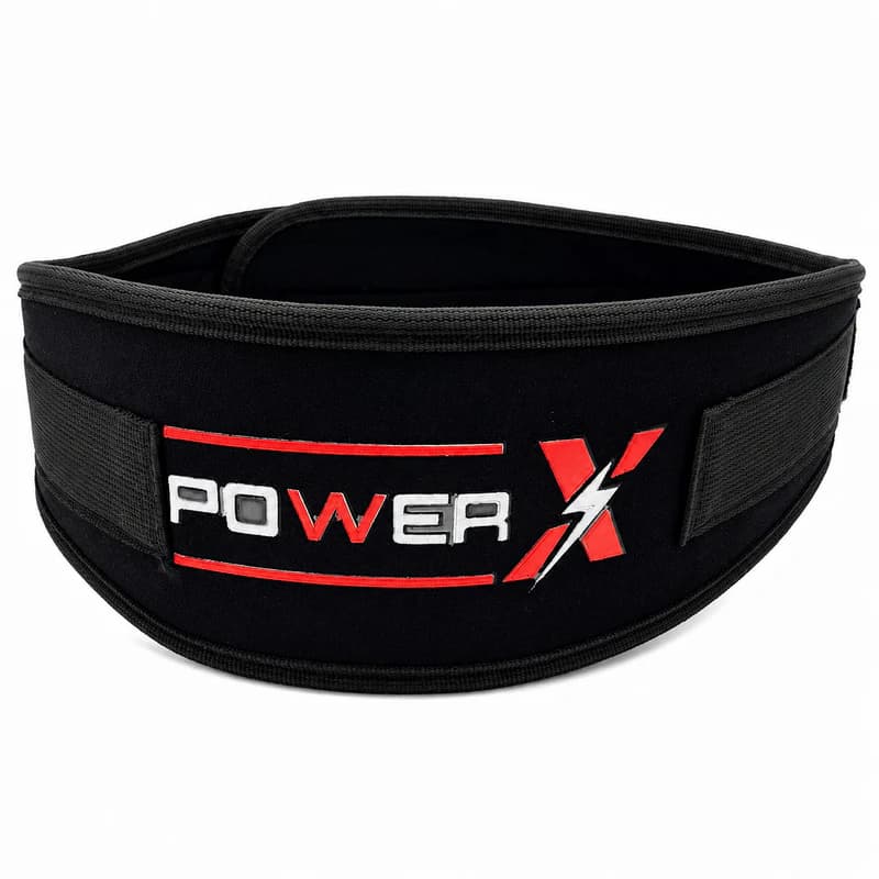 کمربند بدنسازی POWER X | کمربند تمرینات قدرتی و کراس‌فیت فوم و ابری با سگک فلزی و بست چسبی — تصویر ۲