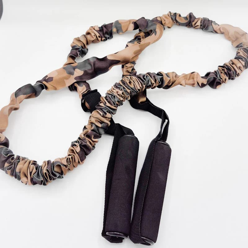 کش تمرینی CX روکش‌دار مدل Camo | کش بدنسازی و پیلاتس مجهز به دسته اسفنجی و روکش محافظ — تصویر ۸