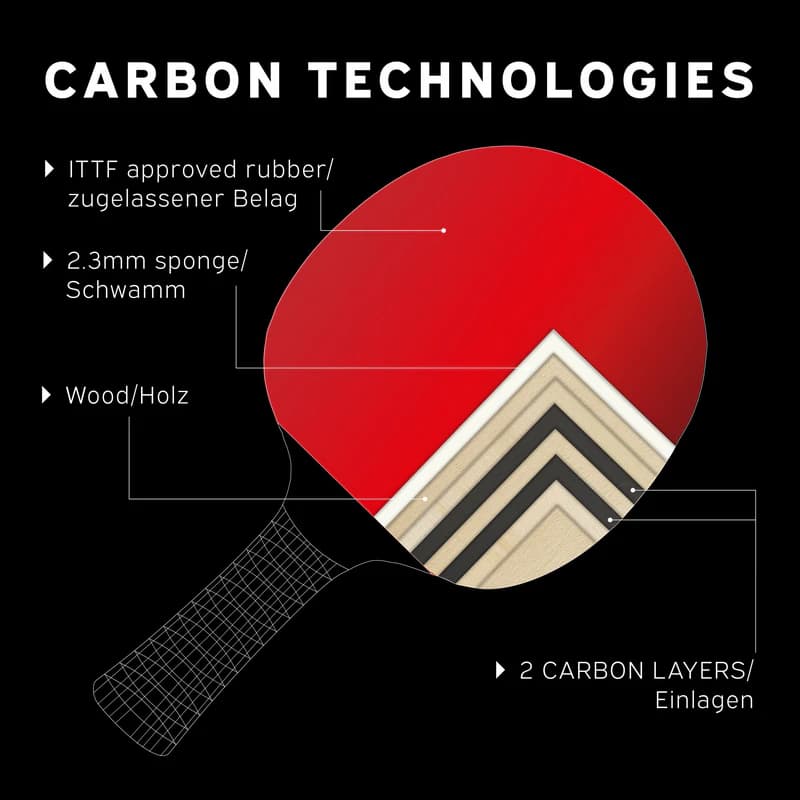 راکت پینگ‌پنگ Donic Schildkröt مدل Waldner 3000 Carbon | قدرت کربن و تکنولوژی ABP برای بازی تهاجمی — تصویر ۶
