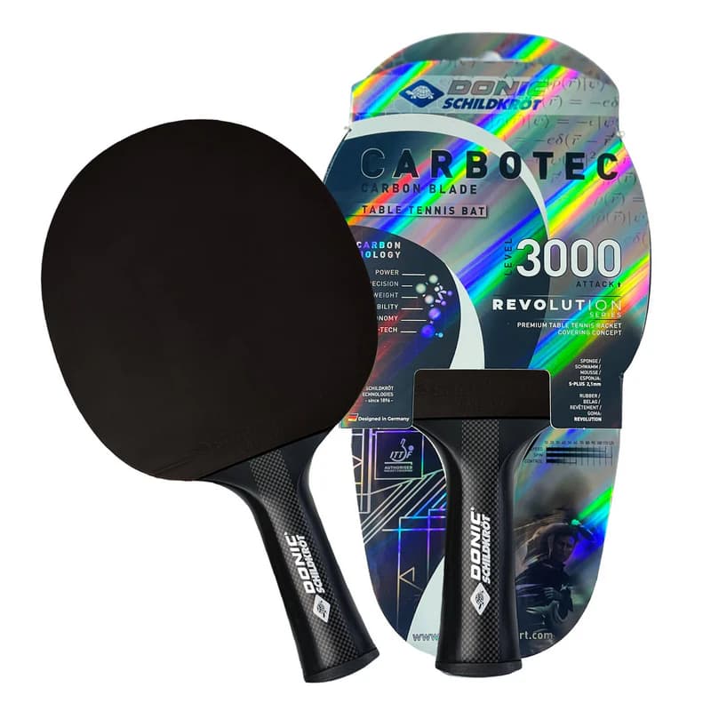 راکت پینگ‌پنگ Donic Schildkröt CarboTec 3000 | سلطان سرعت و قدرت با ۵۰% کربن و فناوری QRC