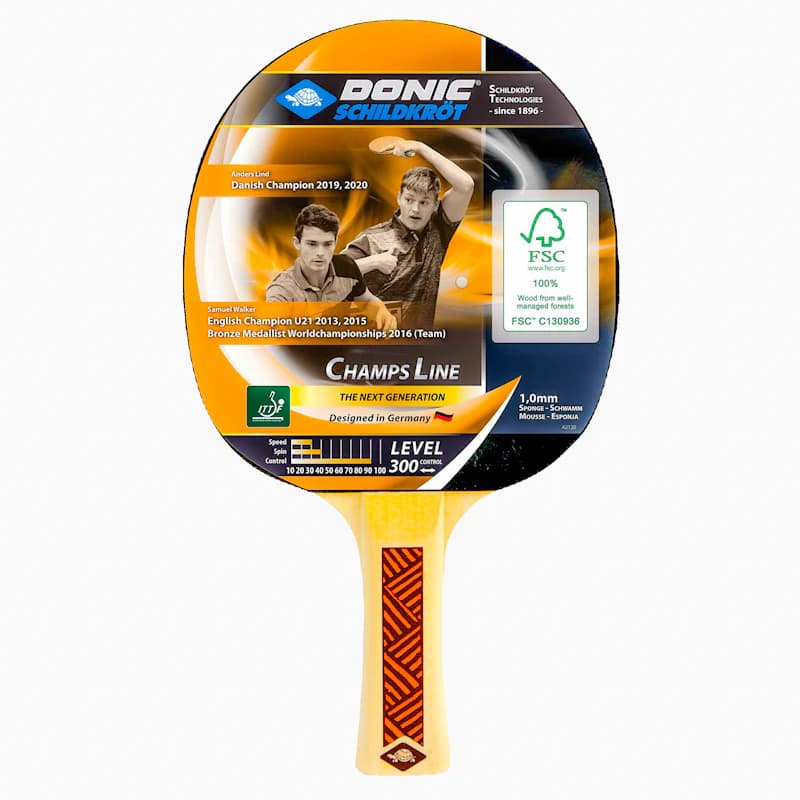 راکت پینگ‌پنگ Donic Schildkröt مدل Champs Line Level 300 | رویه مورد تایید ITTF و چوب دارای گواهینامه FSC — تصویر ۲