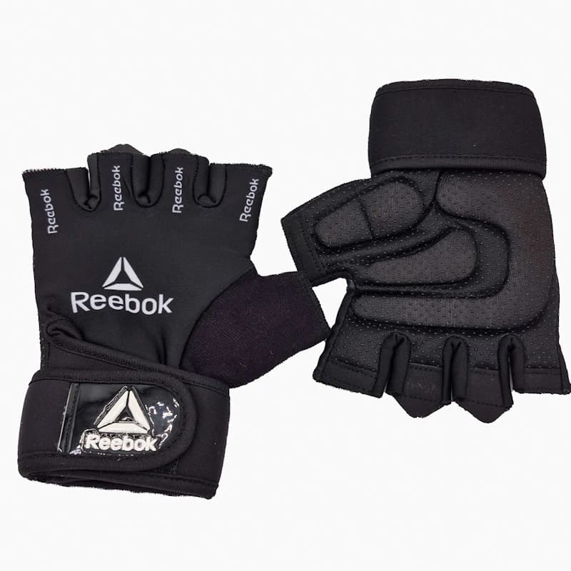 دستکش بدنسازی نیمه انگشتی Reebok | کفی استپ‌دار پددار و مچ‌بند حمایتی