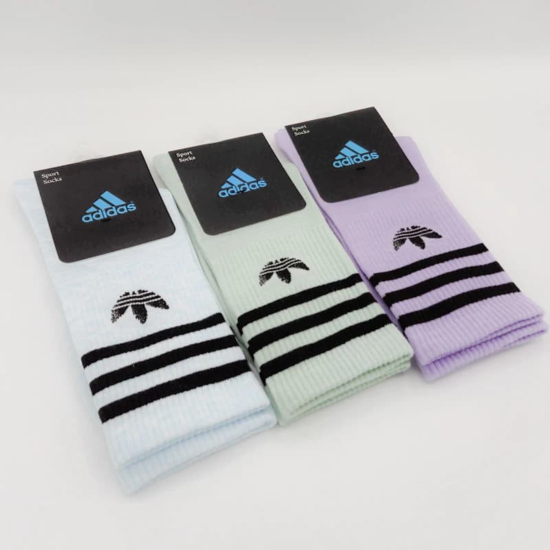 جوراب ورزشی آدیداس (Adidas) نخ پنبه | رنگ‌بندی متنوع، نرم و باکیفیت — تصویر ۲