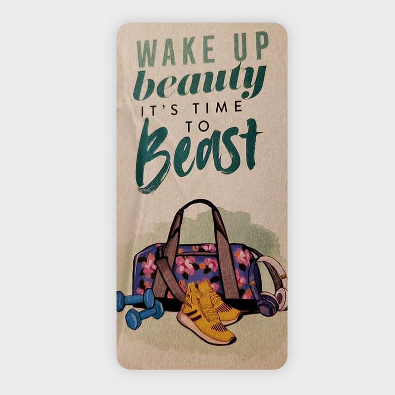 حوله باشگاهی طرح Wake Up Beauty | مدل انگیزشی و دخترانه با طراحی فیتنس 120×60 — تصویر ۲