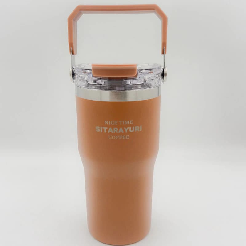 ماگ استیل دو جداره SITARAYURI 600ml | نی‌دار، آسان‌نوش و دستگیره‌دار — تصویر ۴