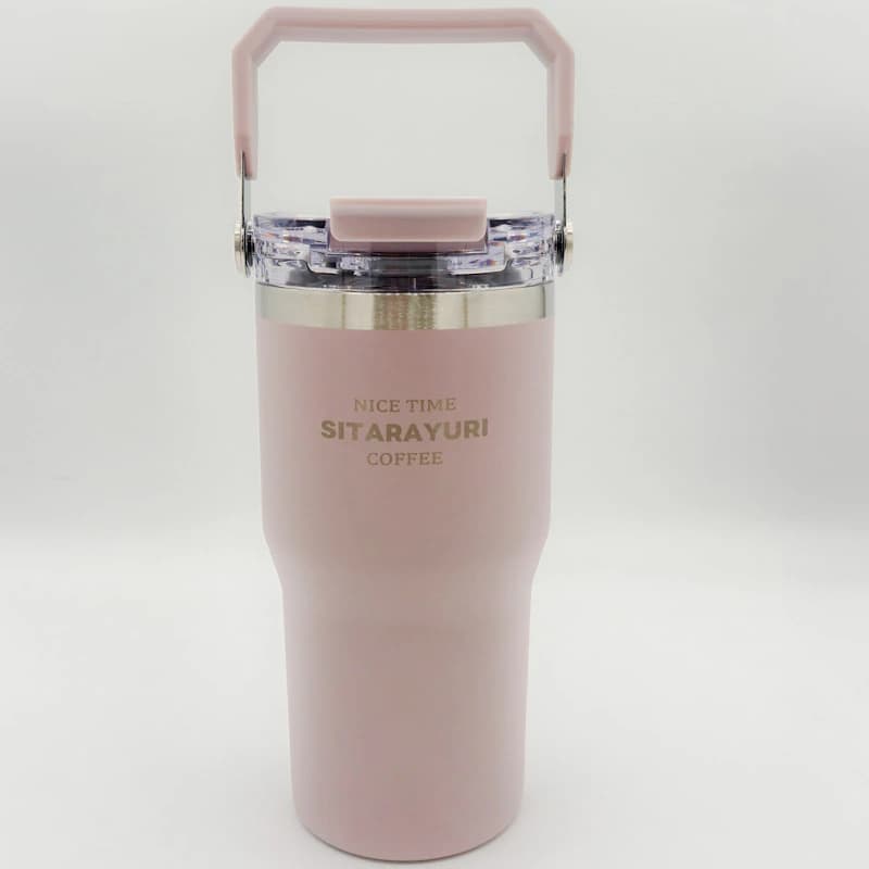 ماگ استیل دو جداره SITARAYURI 600ml | نی‌دار، آسان‌نوش و دستگیره‌دار — تصویر ۳