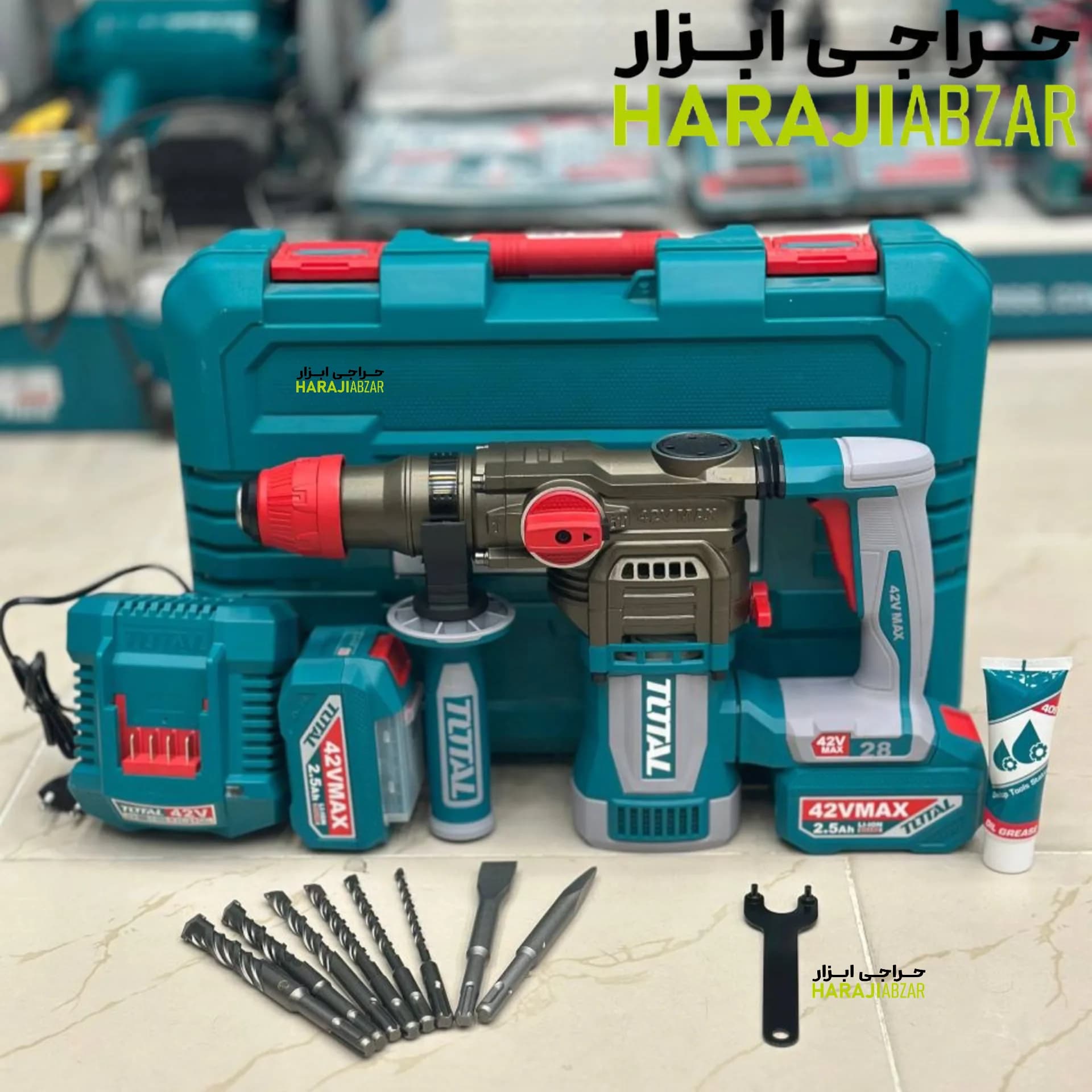 بتن کن شارژی توتال مدل TRHLI422882 با باطری 42 ولت — تصویر ۴