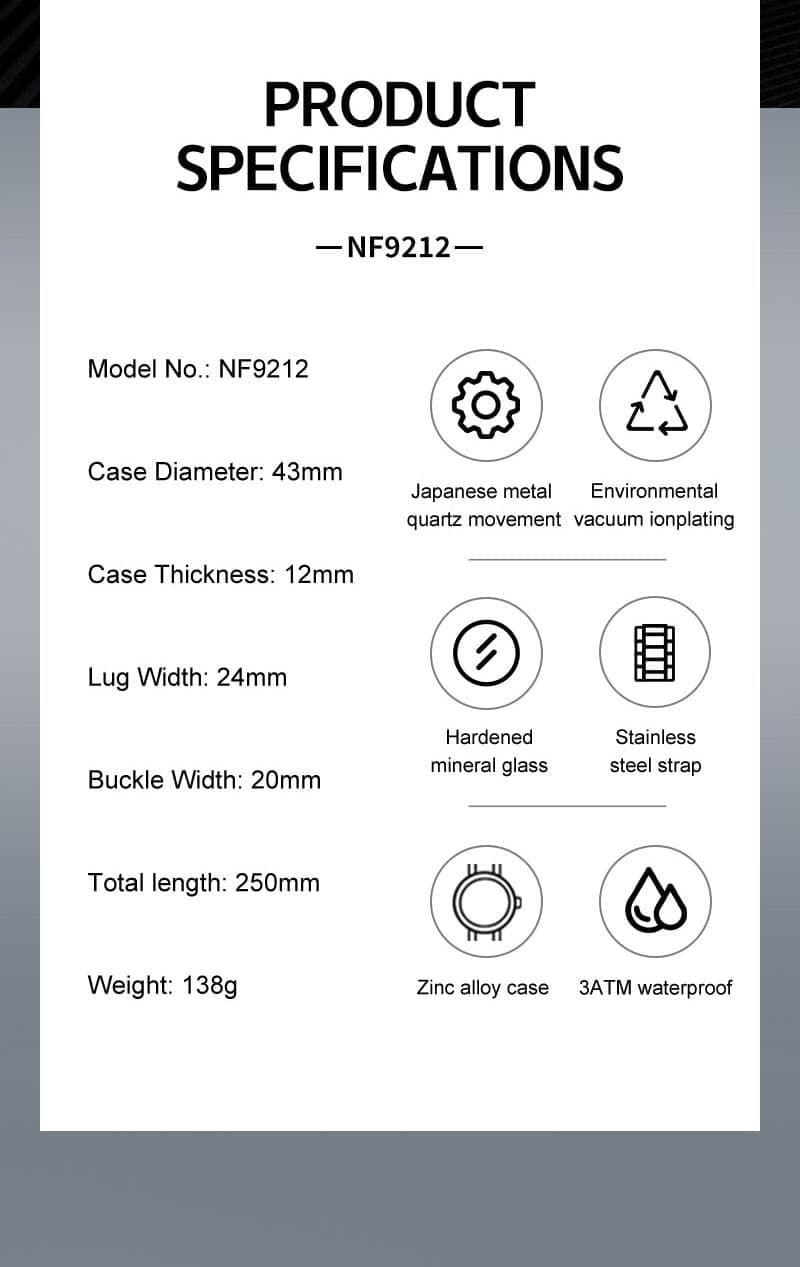 ساعت مچی مردانه نیوی فورس NAVIFORCE NF9212 SW — تصویر ۳