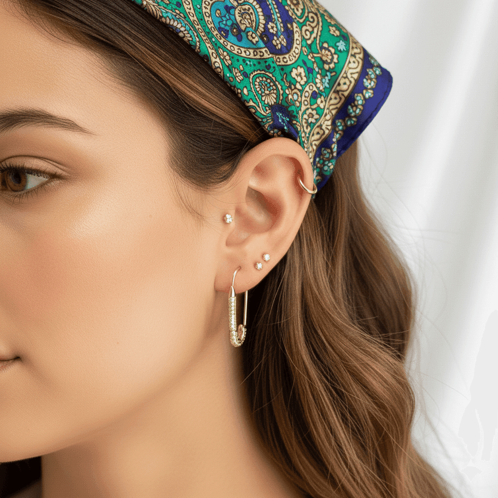 گوشواره طرح سنجاق قفلی نگیندار Zirconia – برند تاش آلمانی