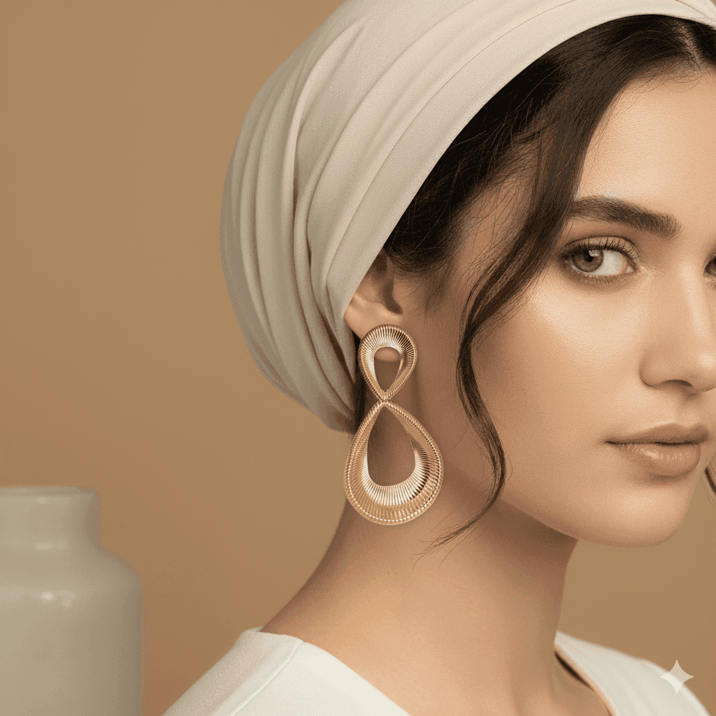 گوشواره آویز طلایی طرح قطرهای شیاردار زرمیس مدل Aura