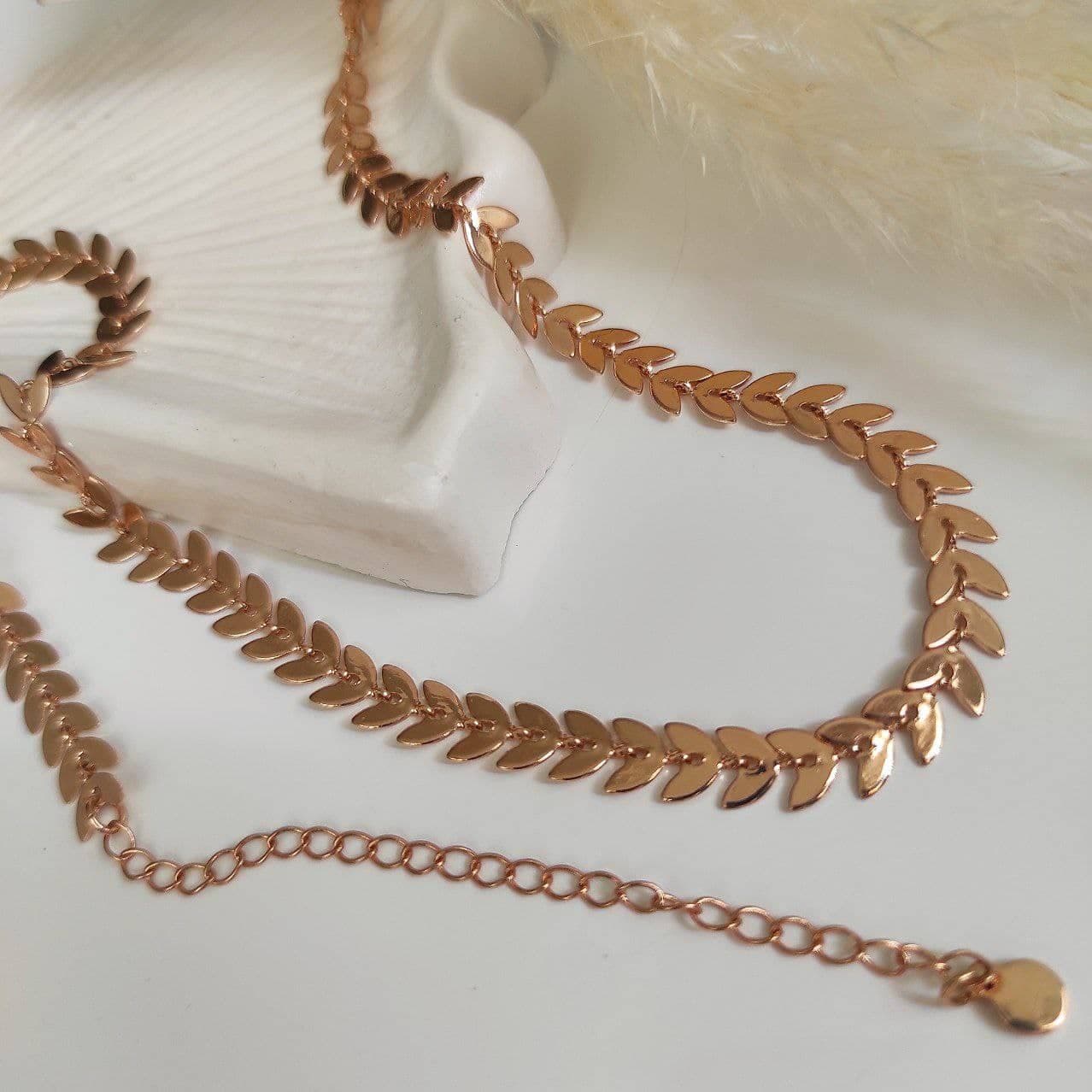 گردنبند زنانه طرح برگ و گندم