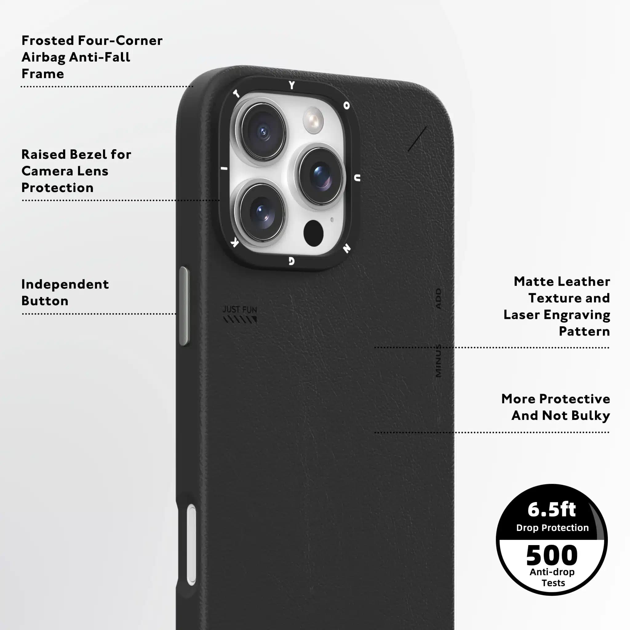 قاب آیفون از برند یانگ کیت / YoungKit مدل Simple Matte Leather رنگ Black — تصویر ۶
