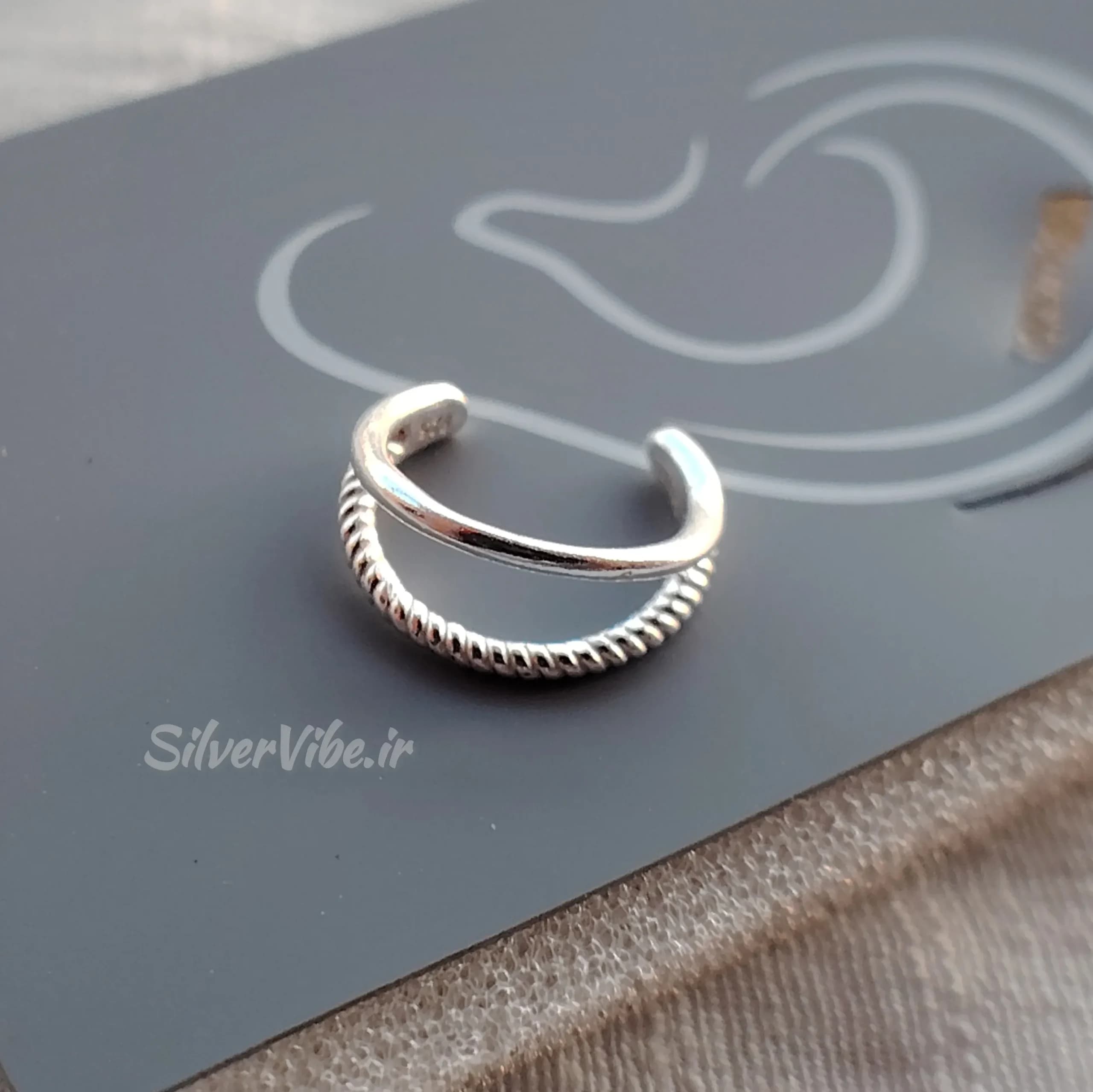 ایرکاف گوش نقره زنانه | دو لاین پیچشی و ساده | برند Accessories — تصویر ۲