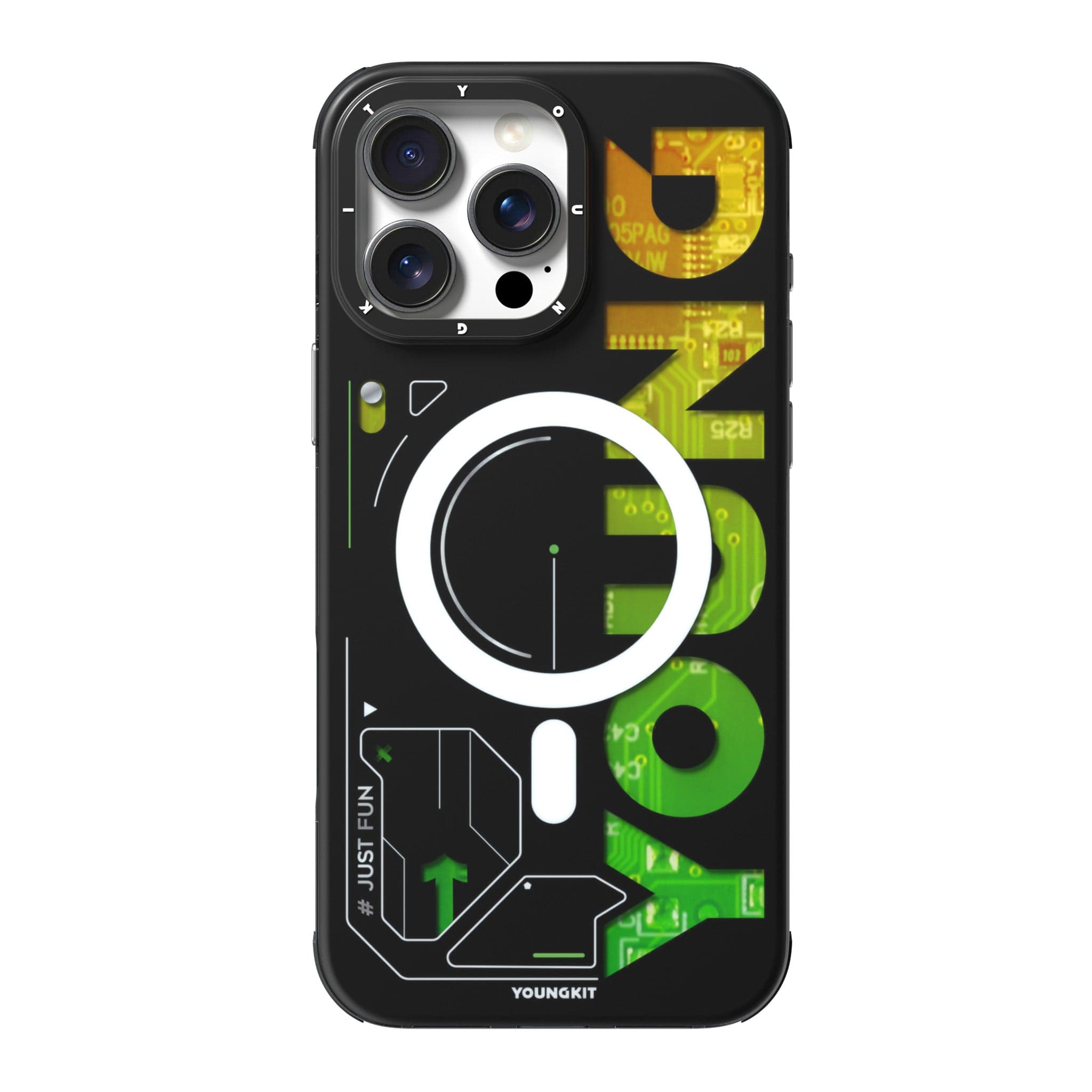 قاب آیفون از برند یانگ کیت / YoungKit مدل Futuristic and Digital رنگ Black