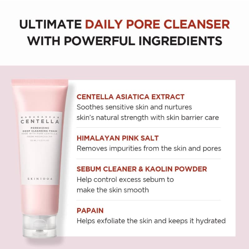 فوم شستشوی کنترل منافذ عمیق سنتلا اسکین1004 SKIN1004 Madagascar Centella Poremizing Deep Cleansing Foam — تصویر ۶