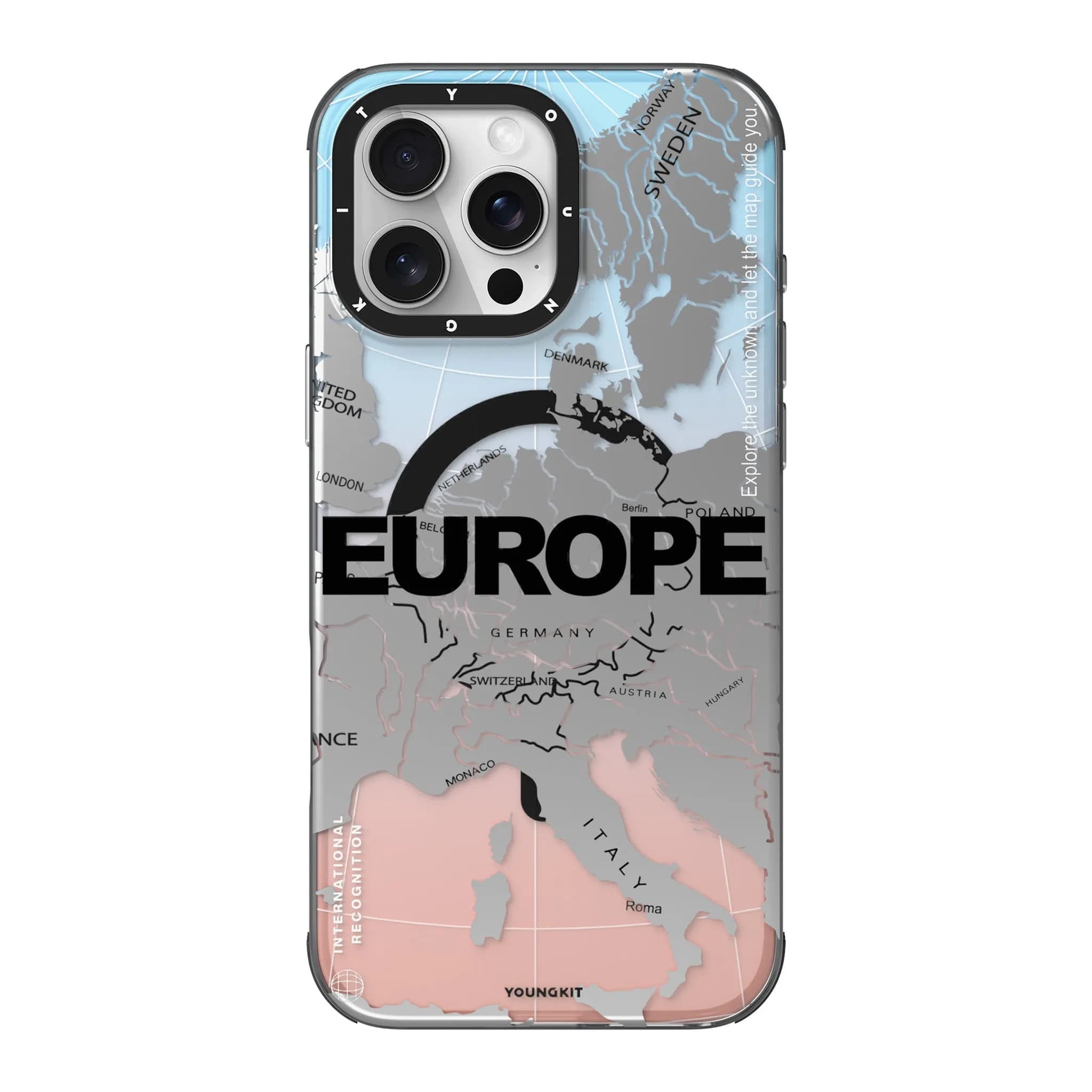 قاب آیفون از برند یانگ کیت / YoungKit مدل Color-Changing Globe-Trotter طرح Europe — تصویر ۲