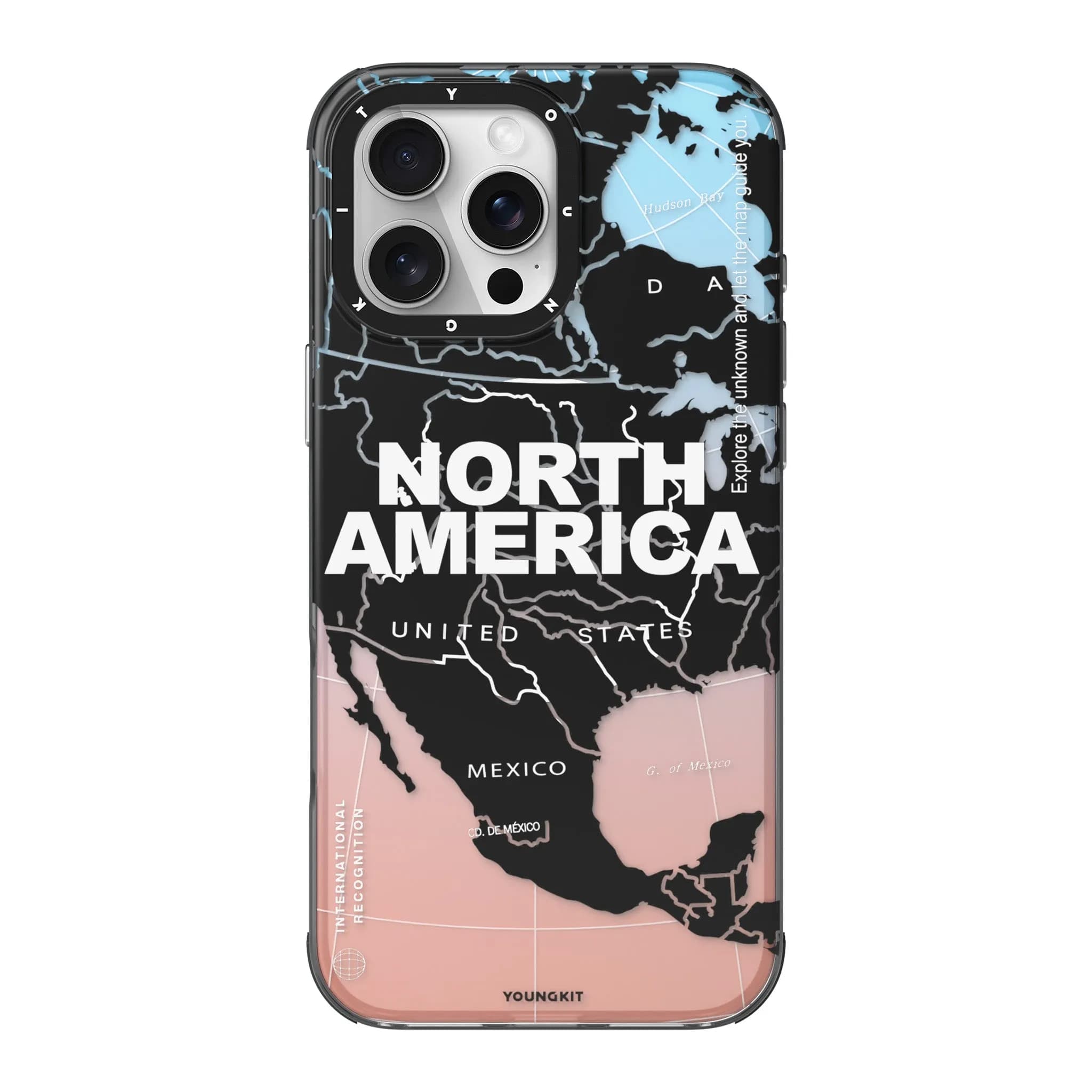 قاب آیفون از برند یانگ کیت / YoungKit مدل Color-Changing Globe-Trotter طرح North America