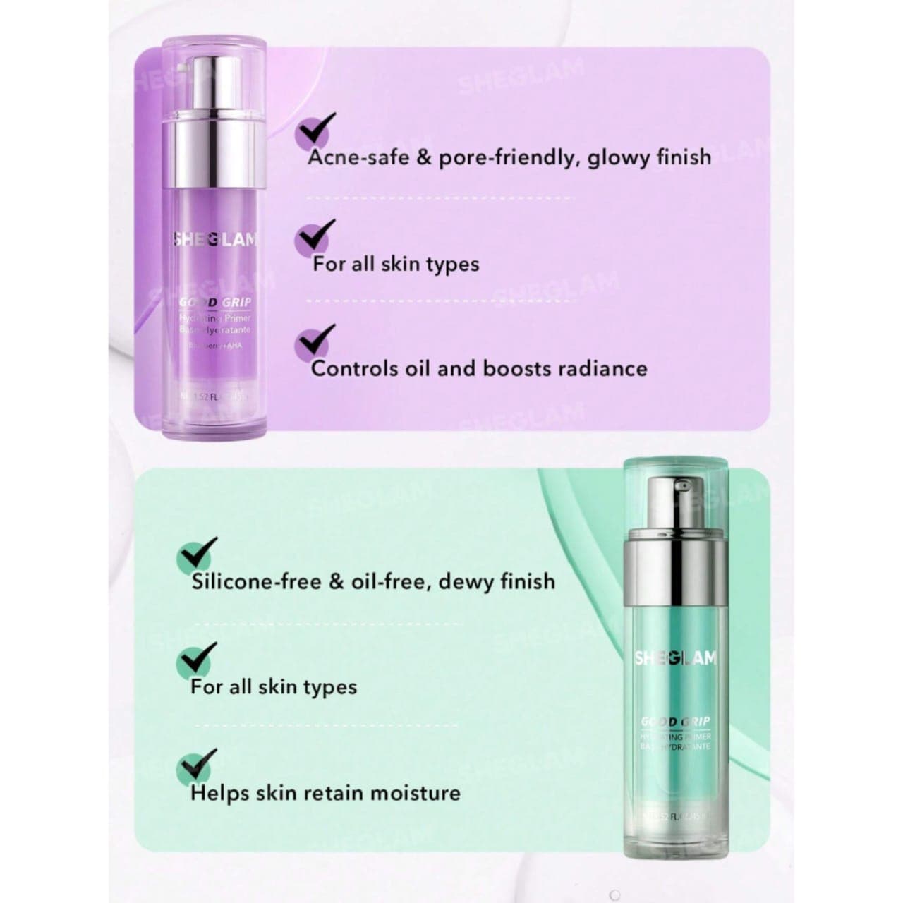 پرایمر آبرسان گود گریپ شیگلم (چسبندگی بالا + آبرسانی قوی) SHEGLAM Good Grip Hydrating Primer — تصویر ۴
