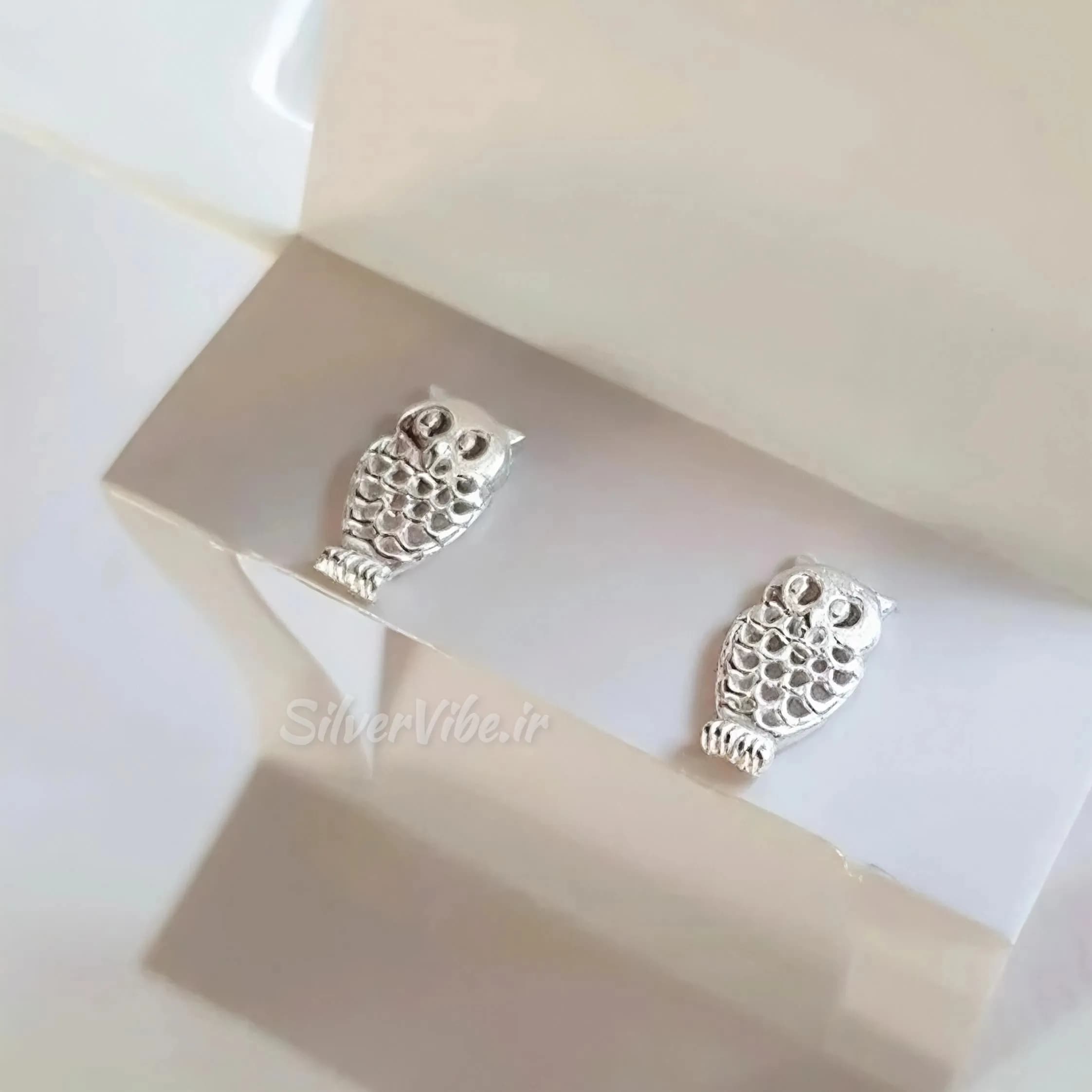گوشواره نقره زنانه طرح جغد مینیمال