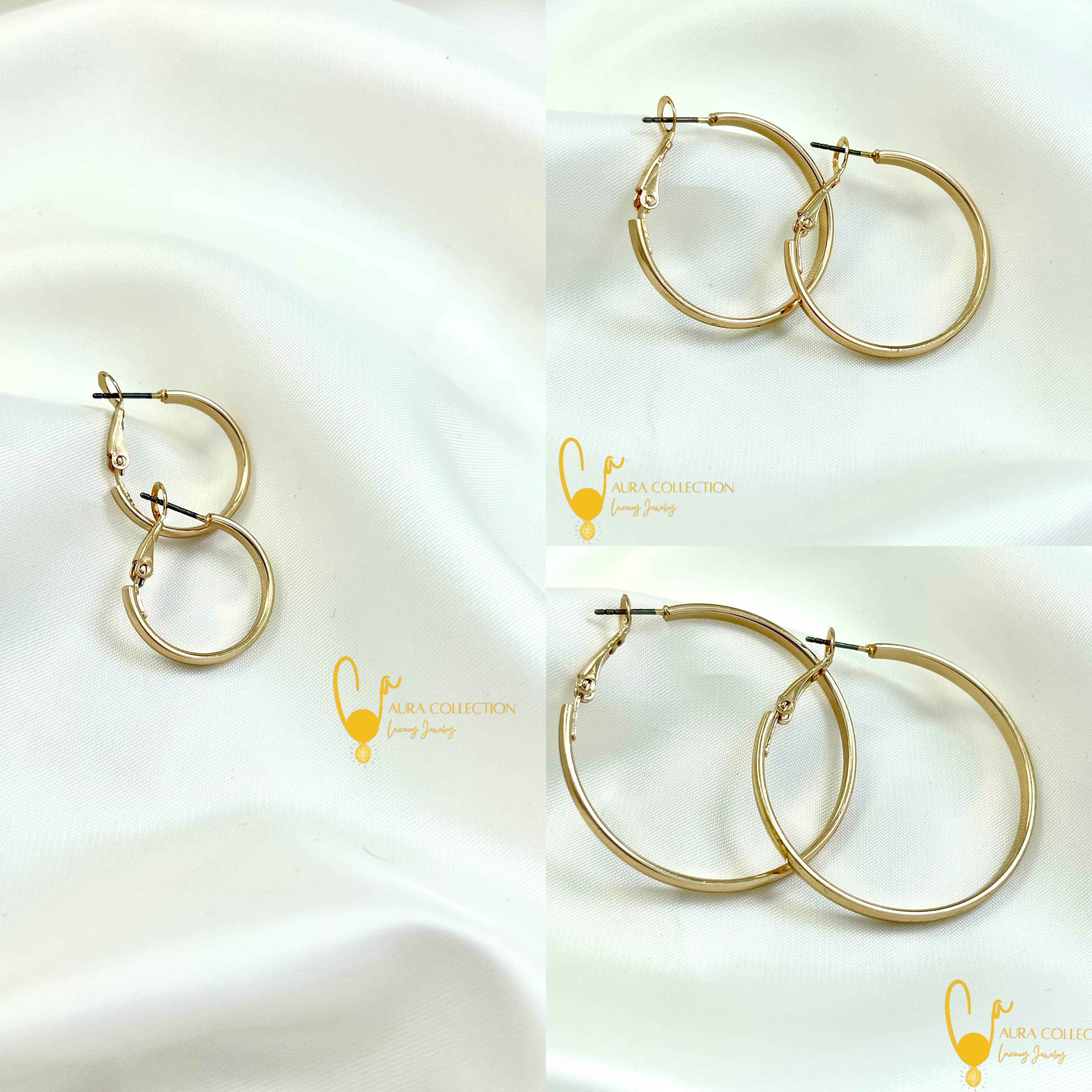 گوشواره حلقه ای استیل طلایی — تصویر ۲