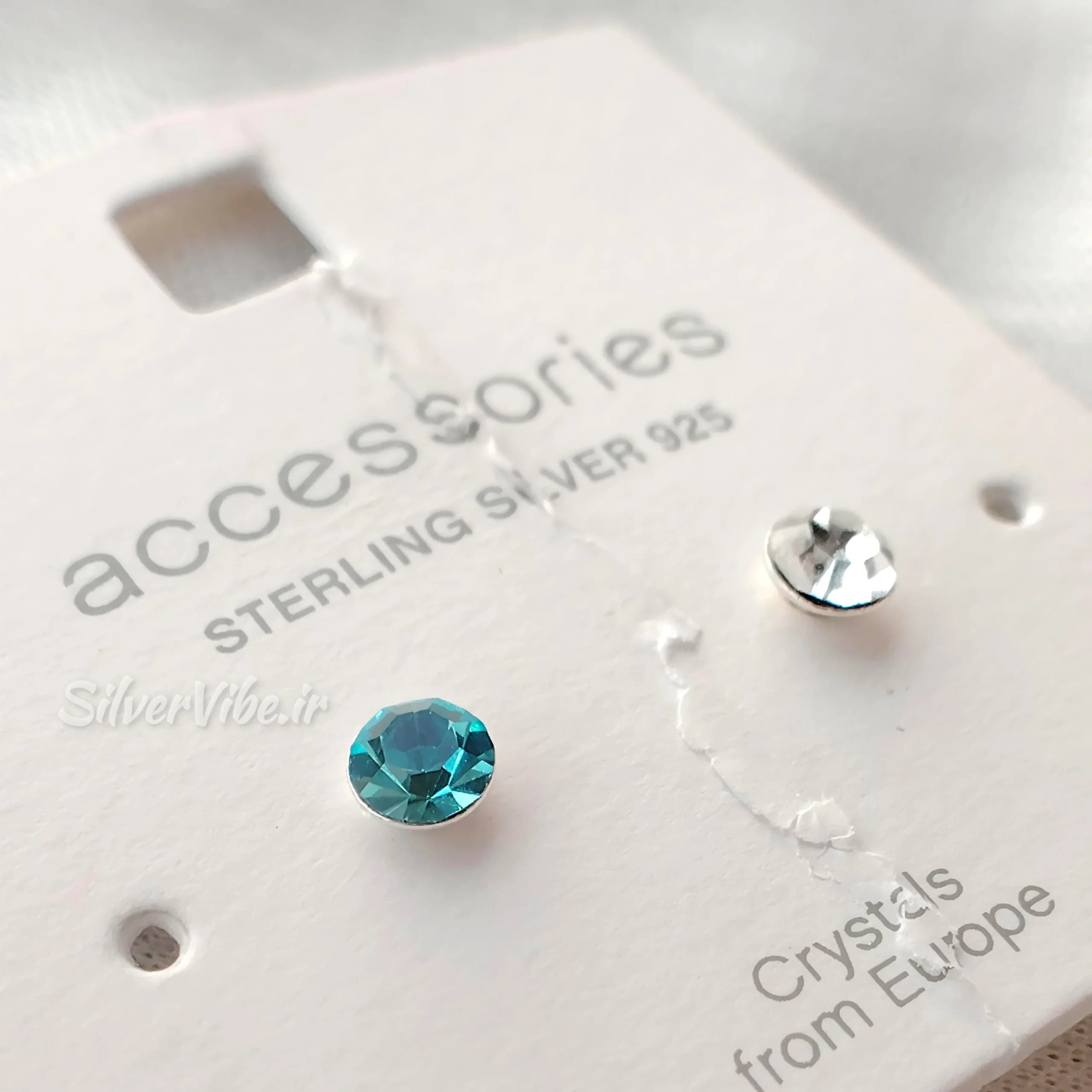گوشواره نقره زنانه نگین دار با کریستال اروپایی | برند Accessories — تصویر ۲