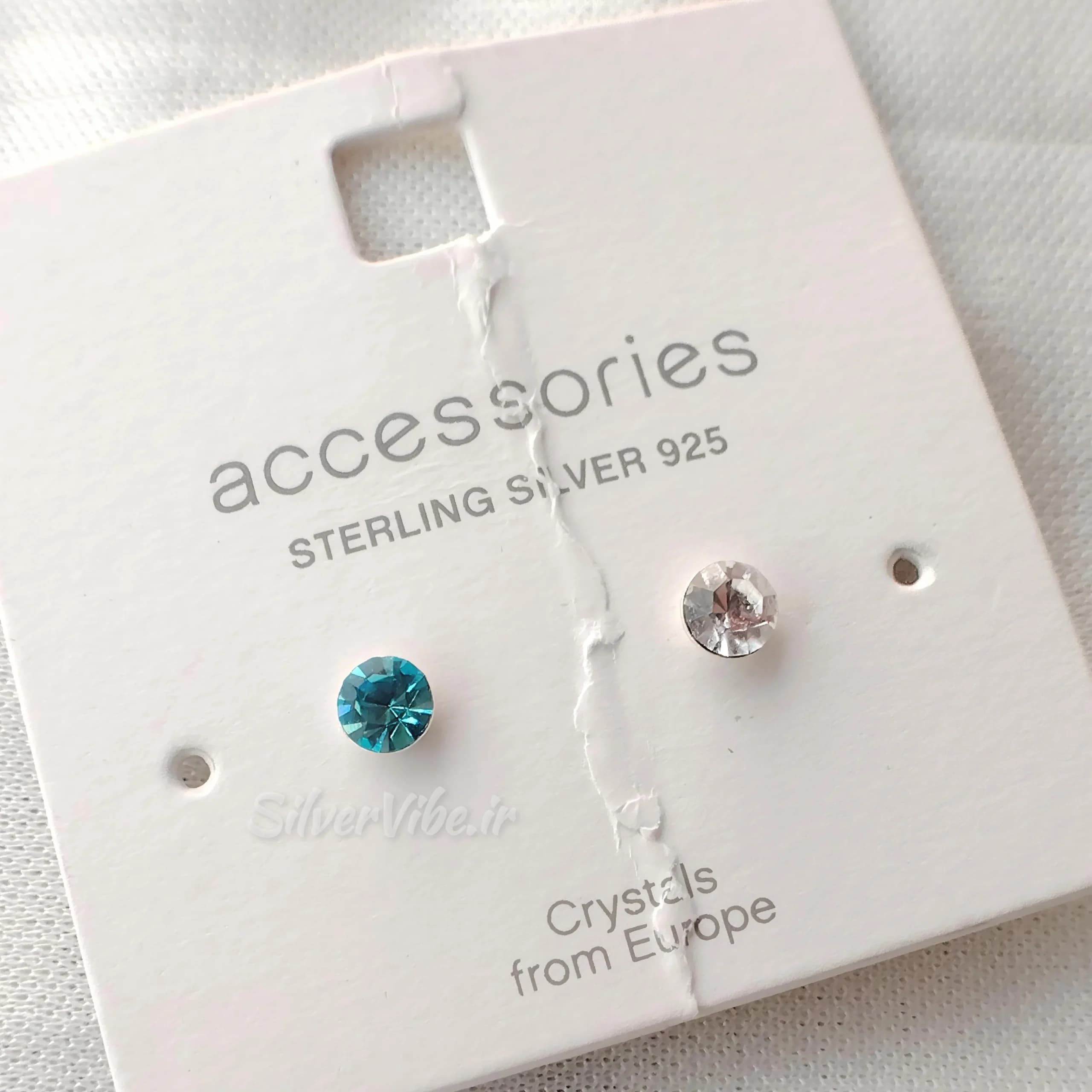 گوشواره نقره زنانه نگین دار با کریستال اروپایی | برند Accessories