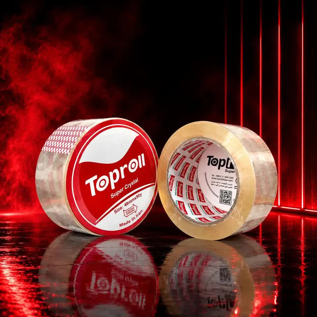 چسب پهن شیشه ای دونه ای عرض 5 سانت 90 یارد تاپرول قرمز