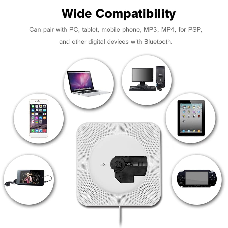 پخش کننده CD دیواری اورجینال مدل KC-808 با بلوتوث،USB و صدای فوق باکیفیت 6 واتی - bambigadget — تصویر ۸
