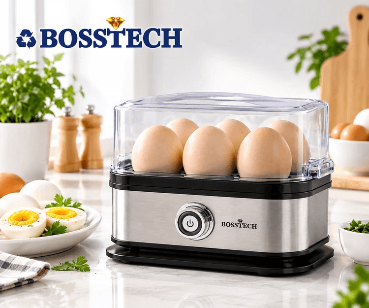 تخم مرغ‌آبپز کن استیل باس ‌تک BOSSTECH مدل BT-244 ظرفیت ۶ عدد تخم‌ مرغ