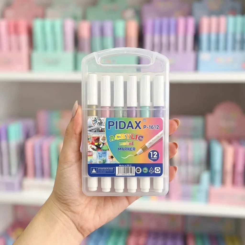 ماژیک اکریلیک 12 رنگ مدل متالیک P-1612 پیداکس PIDAX