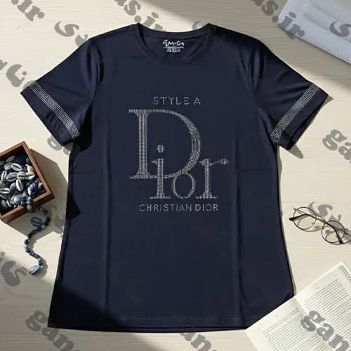 تیشرت زنانه نگین دار طرح Dior — تصویر ۹