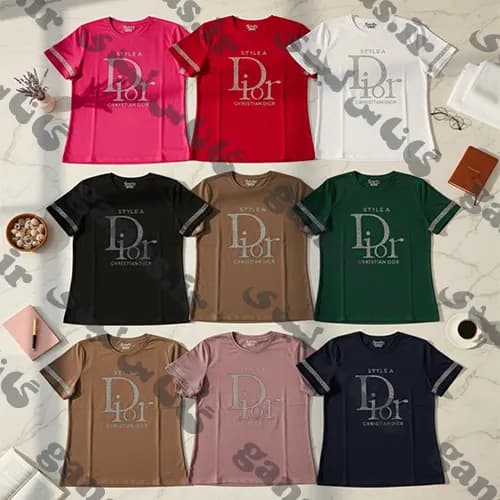 تیشرت زنانه نگین دار طرح Dior